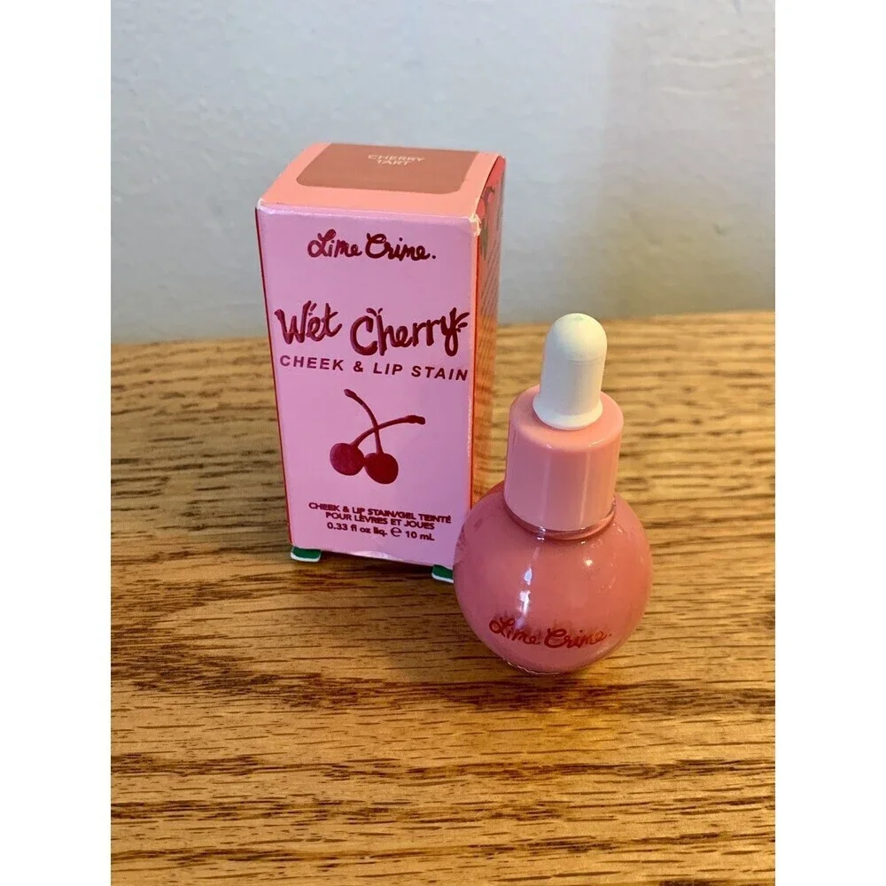 (2) Lime Crime Wet Cherry Cheek Lip Stain CHERRY TART CHERRY PUDDING New/NIB SET
